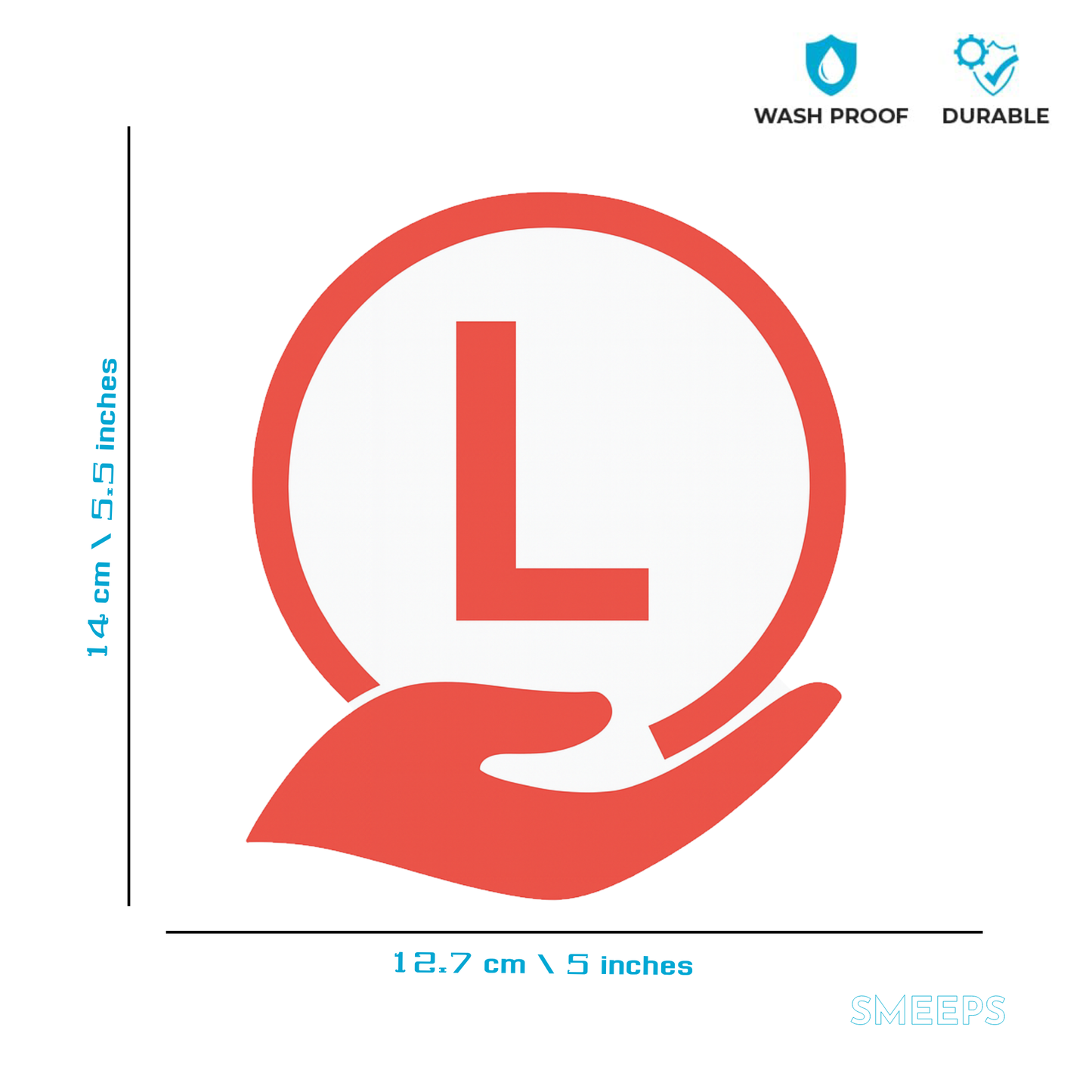 Smeeps L Board Sticker for Cars – 14 x 12.7 cm Red & White Learner Driver Safety Sign