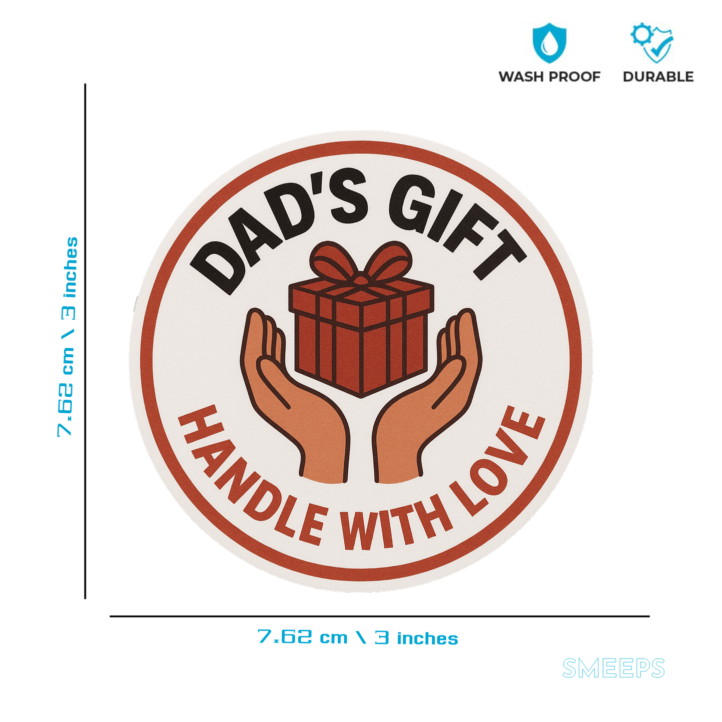 Smeeps Dad's Gift Sticker – 7.62 x 7.62 cm | Waterproof Vinyl Car Decal with Loving Message