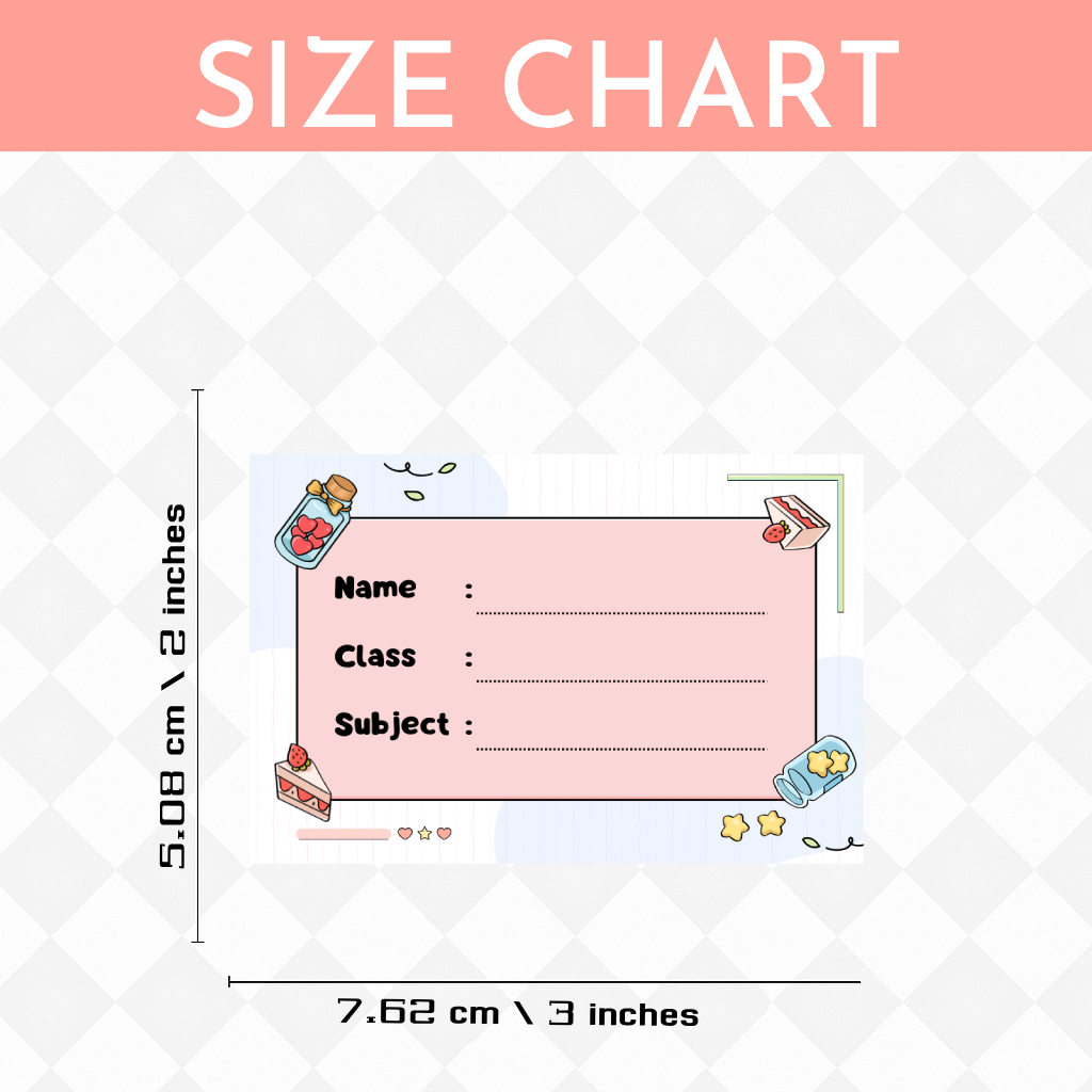 Pack of 24 |Smeeps Cute Dessert-Themed Book Label Stickers – 7.62 x 5.08 cm | Writable Stationery Labels for Kids – Name, Class & Subject