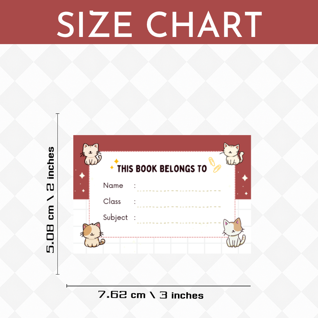 Pack of 24 |Smeeps Cute Cat-Themed Book Label Stickers – 7.62 x 5.08 cm – “This Book Belongs To” Writable Notebook Stickers for Kids | Name, Class, Subject | Pack of Adorable Kitten Stickers