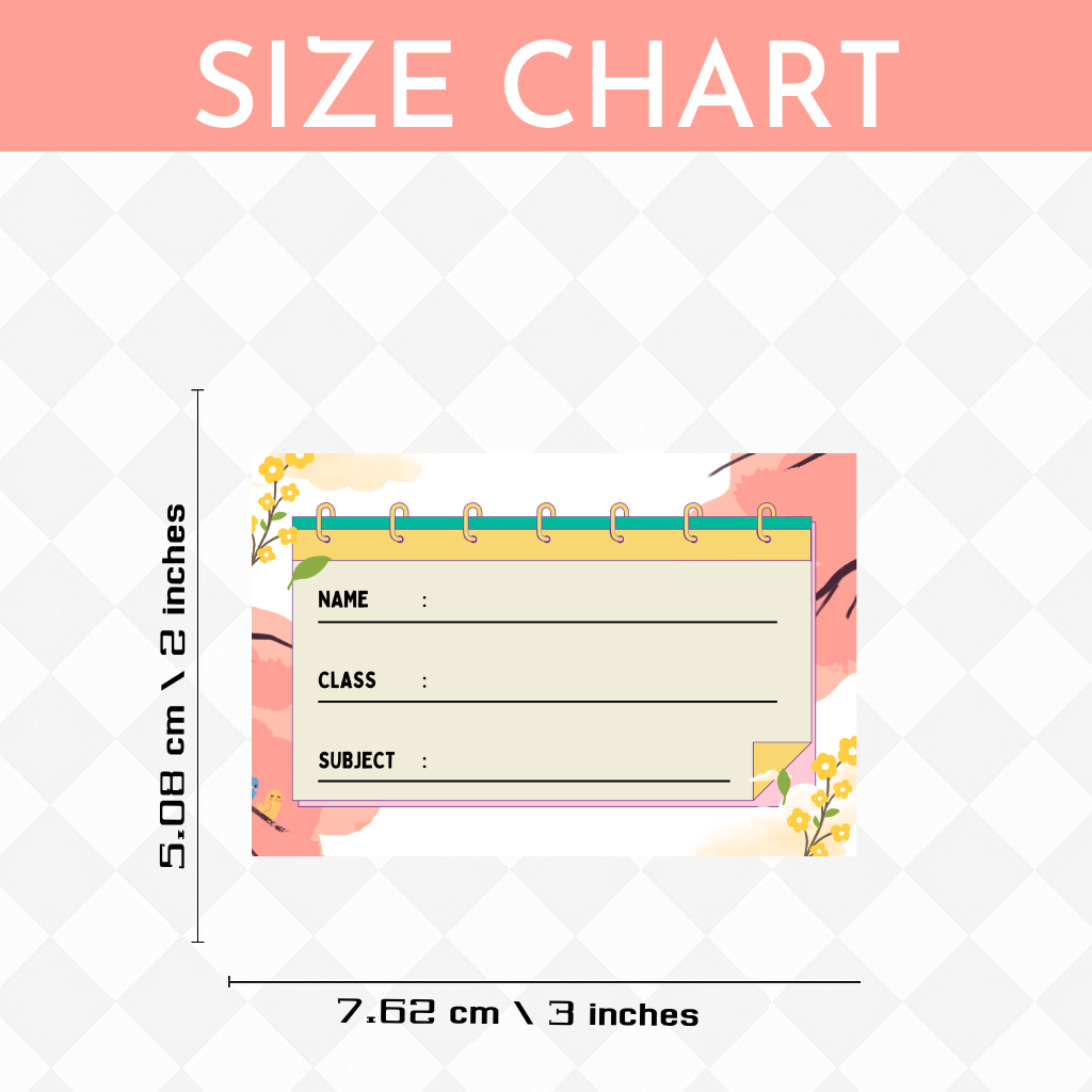 Pack of 24 |Smeeps Floral School Book Label Stickers – 7.62 x 5.08 cm – Elegant Writable Labels for Kids | Notebook-Inspired Design | Name, Class & Subject