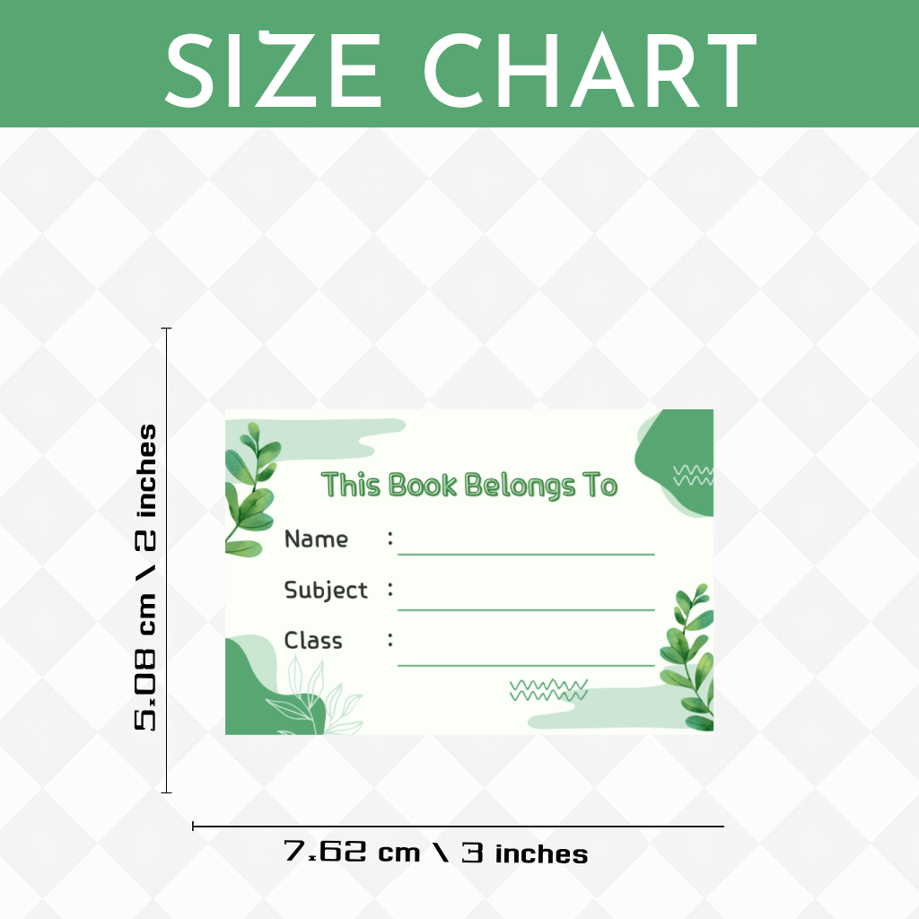 Pack of 24 |Smeeps Kids’ Nature-Themed Book Label Stickers – 7.62 x 5.08 cm – “This Book Belongs To” Writable Notebook Stickers with Leaves & Green Design | Name, Subject, Class | Pack of Eco-Inspired Labels