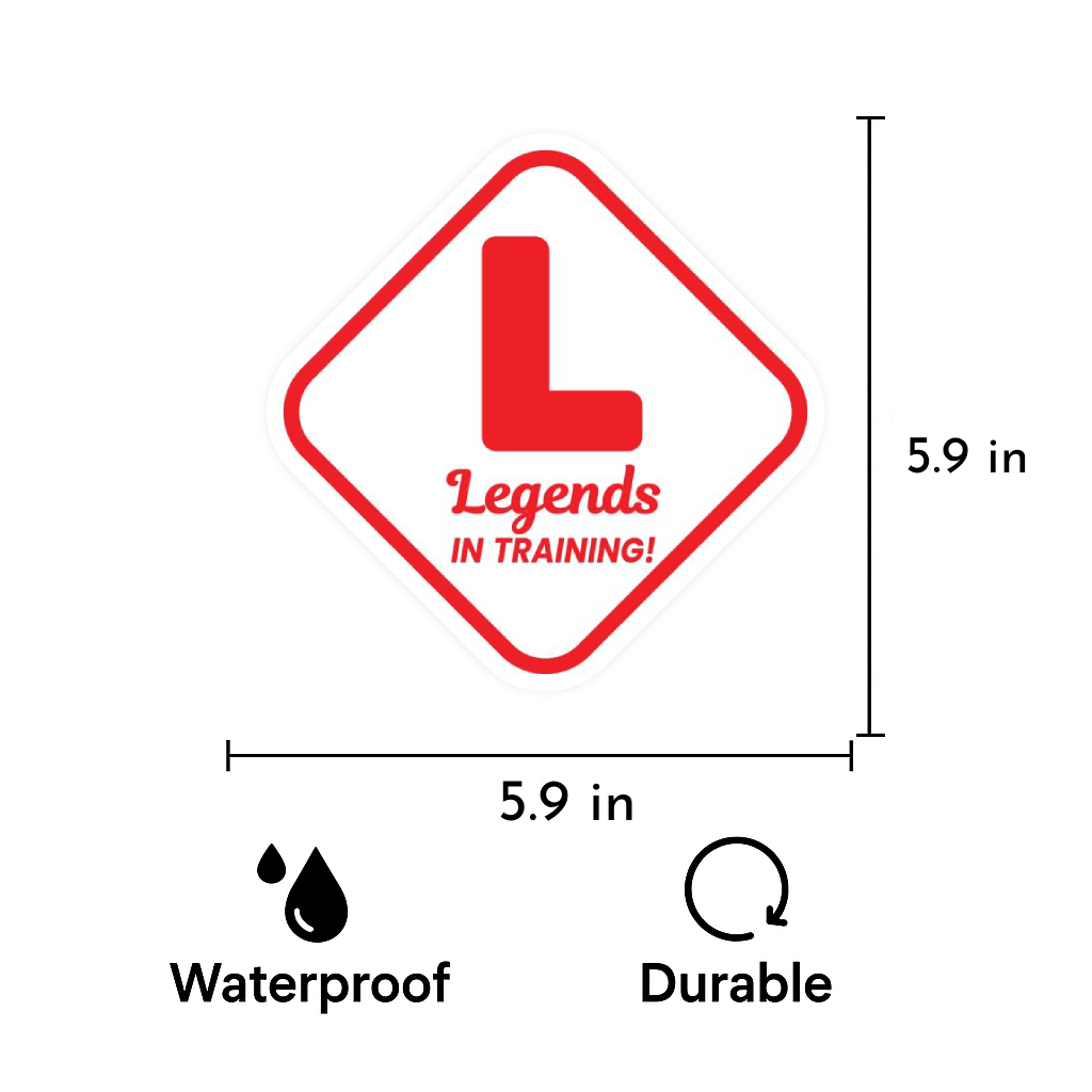 Smeeps “Legends in Training” L Plates – 15 cm Reflective Learner Driver Vinyl Stickers for Cars, Bikes & Scooters | Waterproof & Removable