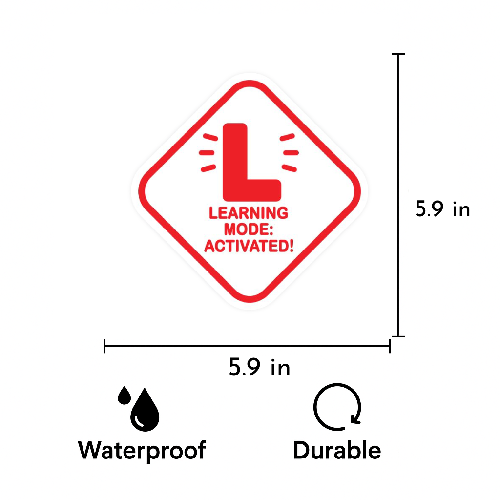 Smeeps “Learning Mode: Activated!” L Plates – 15 cm Reflective Diamond-Shaped Vinyl Stickers for Learner Drivers | Waterproof, Bold, and Funny