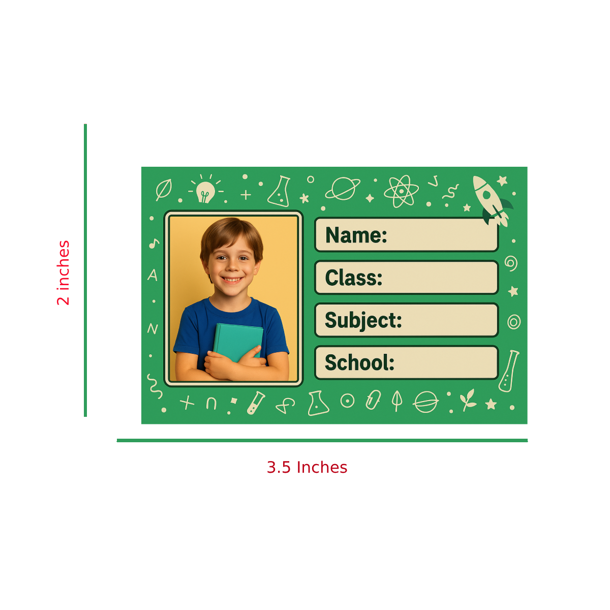 Smeeps Personalized Science School Book Label – Custom Photo Name Sticker for Kids | 3.5 x 2 Inch Notebook Labels | Pack of 10