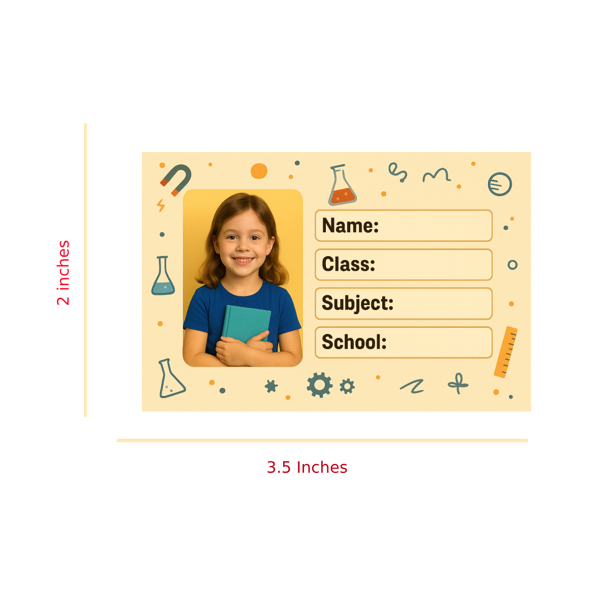 Smeeps Personalized School Book Label – Custom Photo Name Sticker for Kids | 3.5 x 2 Inch Notebook Labels | Pack of 10