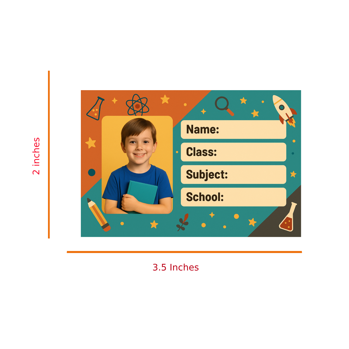 Smeeps Custom Photo School Labels – 3.5 x 2 Inch Personalized Name Stickers for Kids | Pack of 10 | Durable School Bag & Notebook Labels