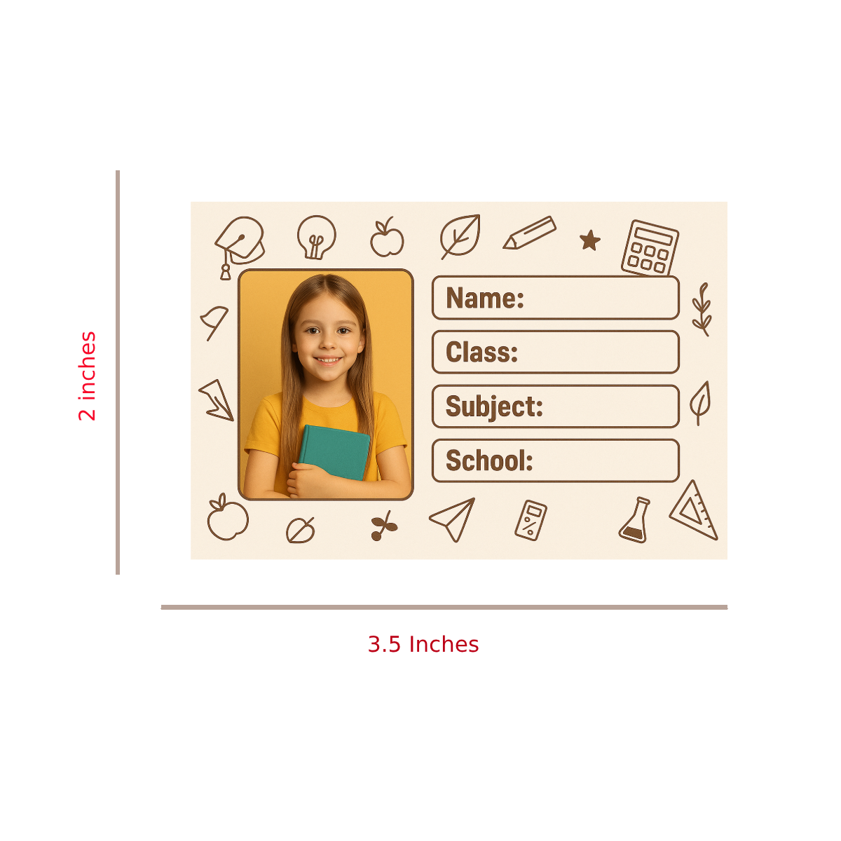 Smeeps Personalized School Label Sticker – 3.5 x 2 Inches Custom Name Tag with Student Photo | Pack of 10 Waterproof Book Labels