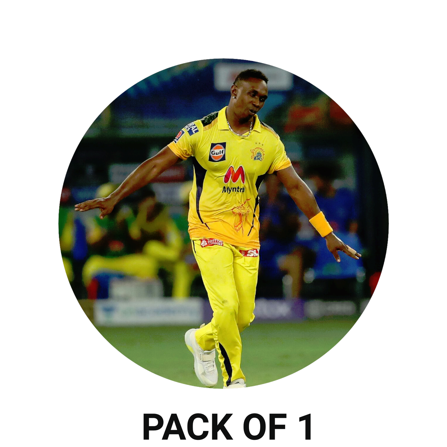 Smeeps Dwayne Bravo Sticker – 10.16 cm (4 Inch) West Indies Star Fan Vinyl Decal | Waterproof UV Resistant Round Sticker
