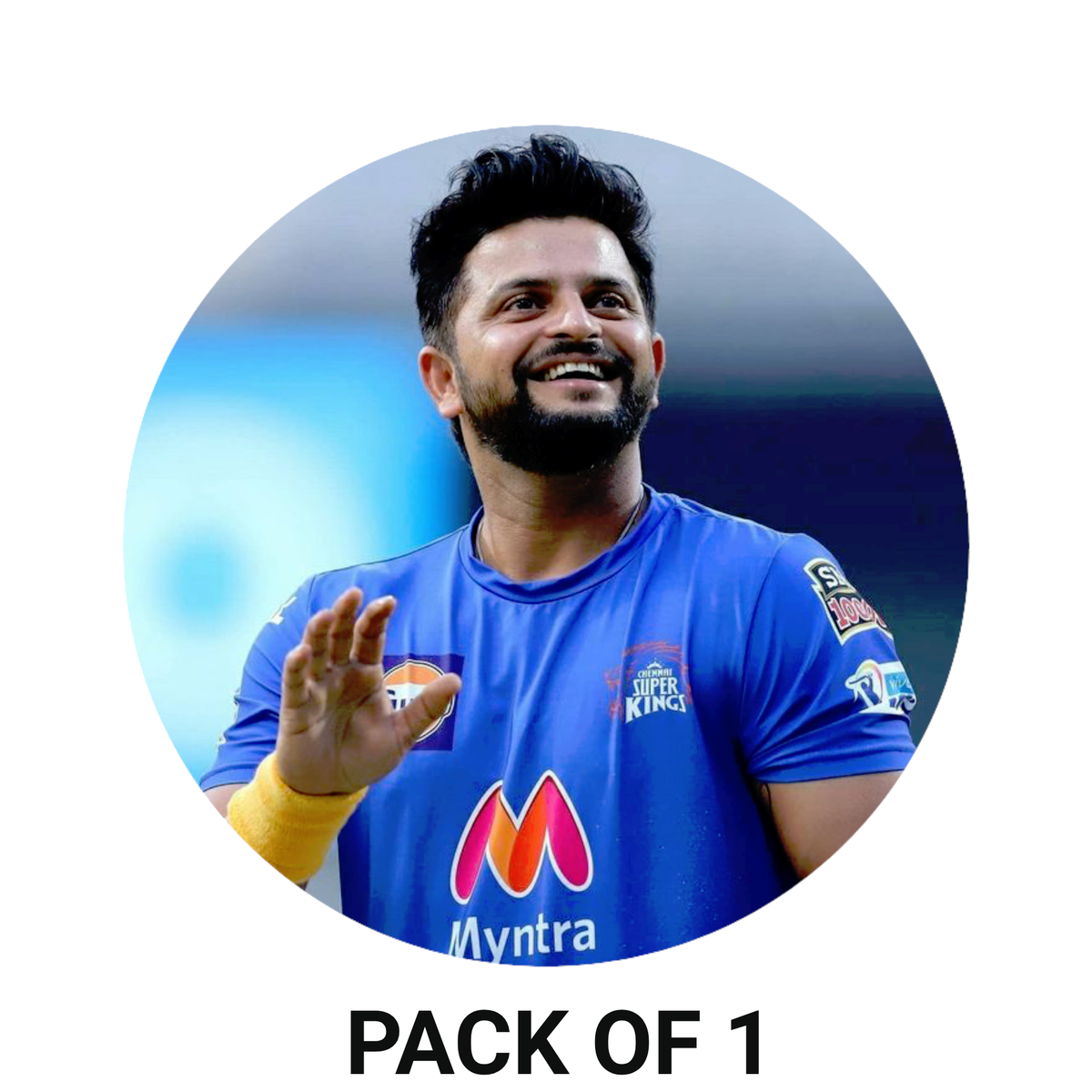 Smeeps Suresh Raina Sticker – 10.16 cm (4 Inch CSK Legend Fan Vinyl Decal | Waterproof UV Resistant Round Car & Bike Sticker