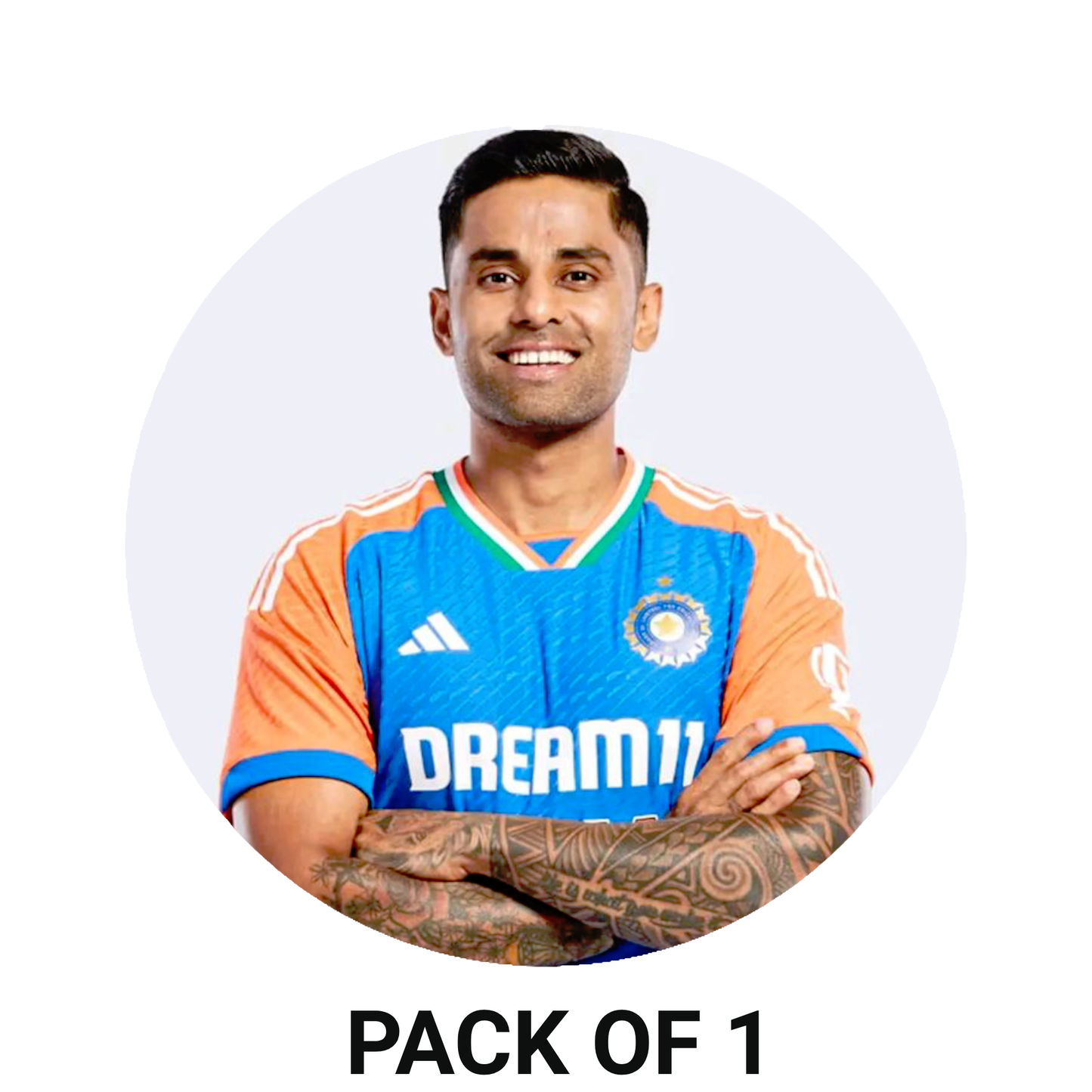 Smeeps Suryakumar Yadav Sticker – 10.16 cm (4 Inch) Indian Cricket Star Fan Vinyl Decal | Waterproof UV Resistant Round Car & Bike Sticker