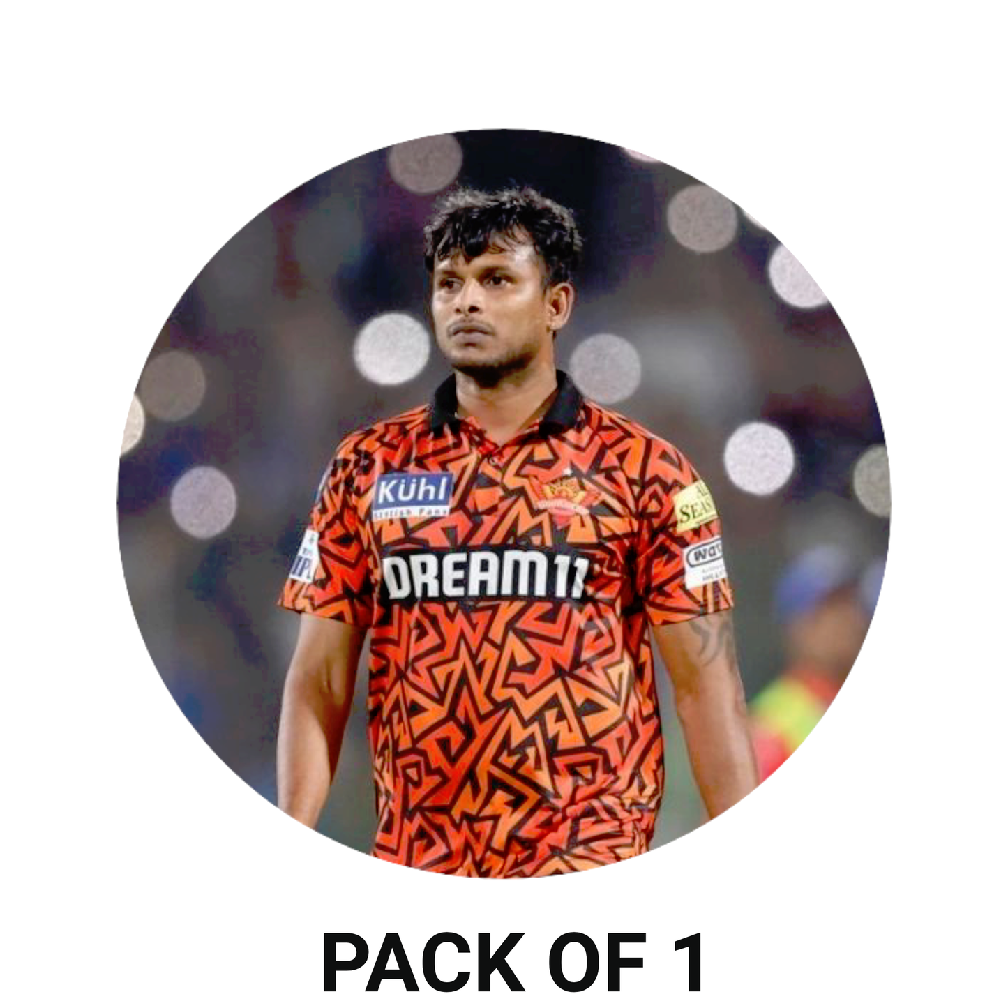 Smeeps T. Natarajan Sticker – 10.16 cm (4 Inch) Indian Cricket Star Fan Vinyl Decal | Waterproof UV Resistant Round Car & Bike Sticker