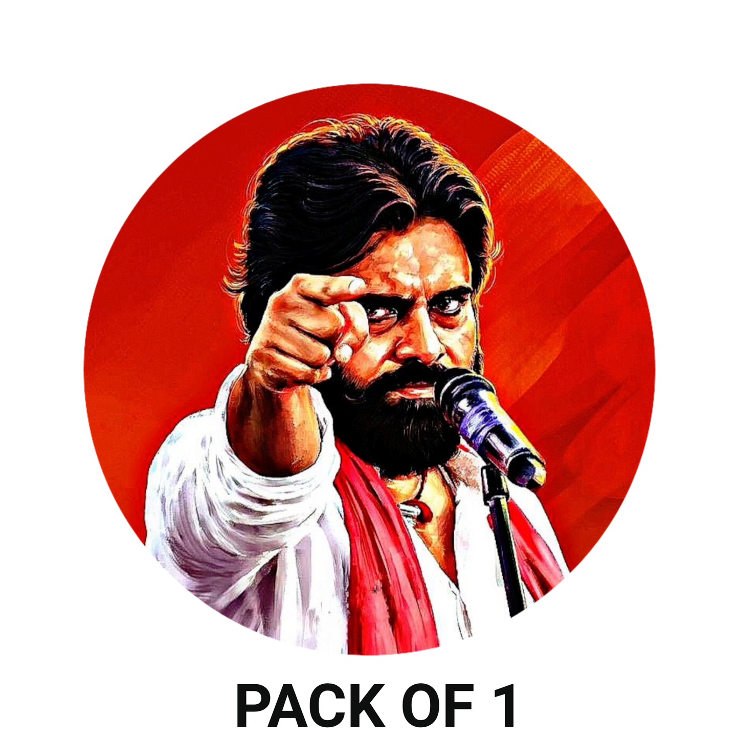 Smeeps Pawan Kalyan Powerful Pointing Pose Sticker – 10.16 cm (4 Inch) Round Political Vinyl Decal | Waterproof UV Resistant Car & Bike Sticker
