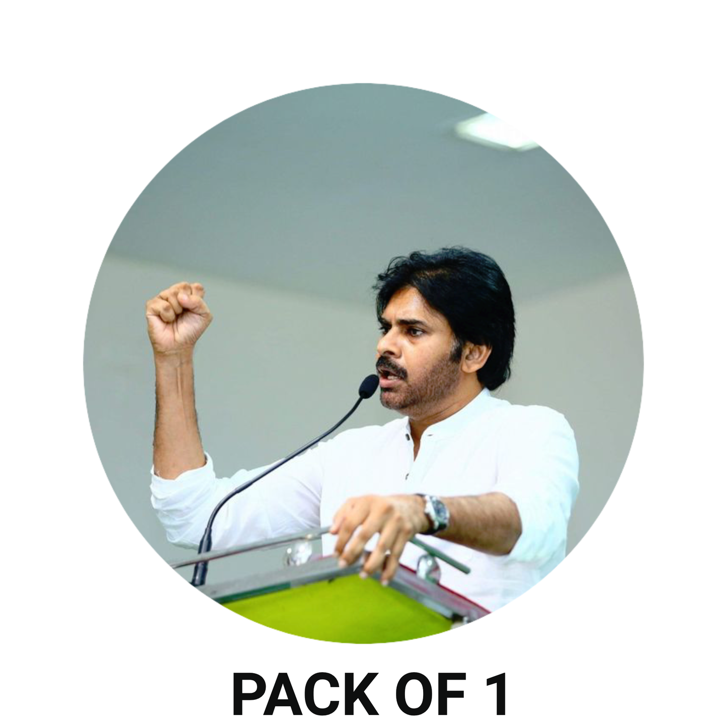 Smeeps Pawan Kalyan Raised Fist Speech Sticker – 10.16 cm (4 Inch) Round Political Vinyl Decal | Waterproof UV Resistant Car & Bike Sticker