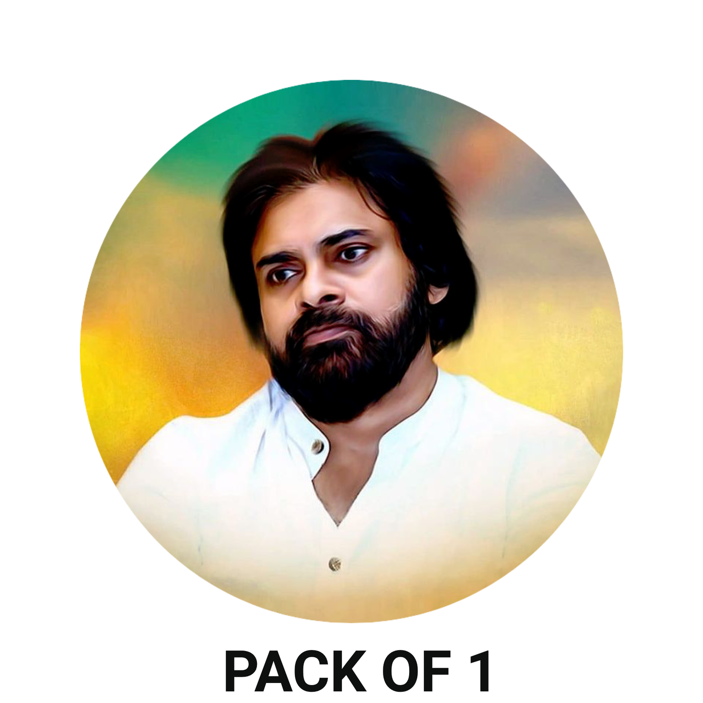 Smeeps Pawan Kalyan Calm Portrait Sticker – 10.16 cm (4 Inch) Round Political Vinyl Decal | Waterproof UV Resistant Car & Bike Sticker