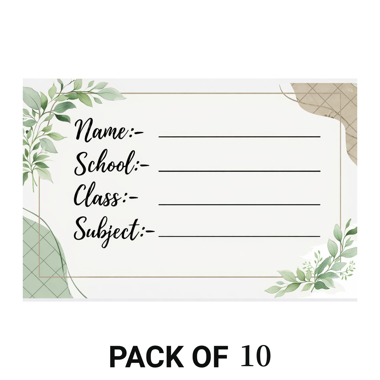 Smeeps Floral School Name Labels Sticker – 7.62 × 5.08 cm (3 × 2 Inch) Personalized Notebook & Book Labels for Kids | Writable Self-Adhesive School Stickers Pack of 10