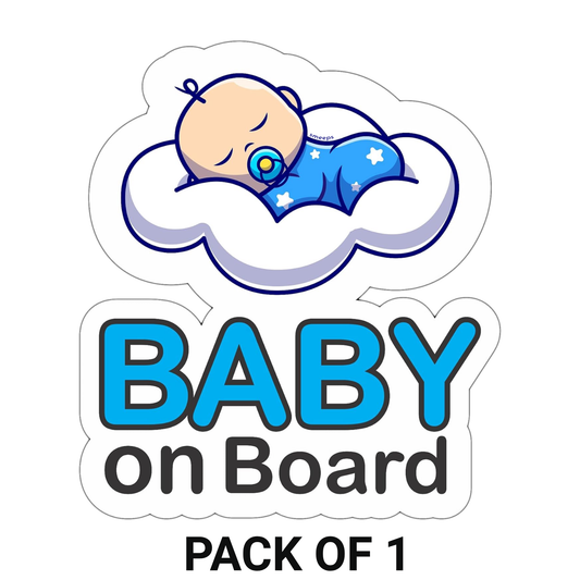 Smeeps Baby on Board Car Sticker, 14 x 12.3 cm – Sleeping Baby on Cloud Design, Waterproof & Eye-Catching Vehicle Safety Sign