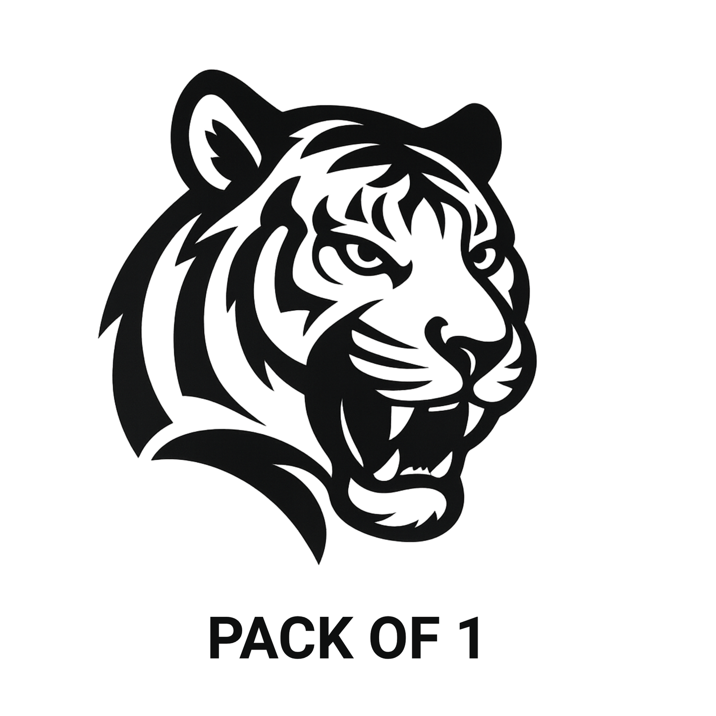 Smeeps Tiger Head Sticker – 8.89 x 7.62 cm Car & Bike Vinyl Decal | Bold Wildcat Design | Waterproof & Durable Black Graphic