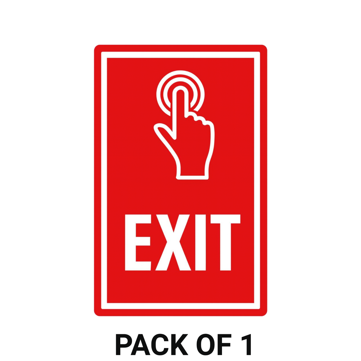 Smeeps Exit Sign Sticker – 19.82 x 12.7 cm Red Safety Vinyl Decal | Push Button Exit Indicator | Waterproof & Durable Warning Sign