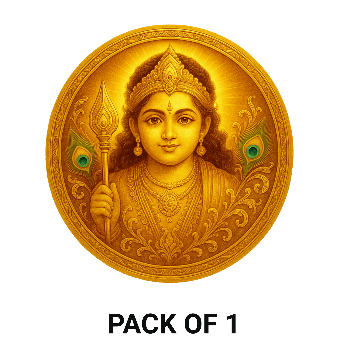 Smeeps Lord Murugan Golden Theme Sticker – 7.62 x 7.62 cm Car & Bike Vinyl Decal | Divine God Artwork | Waterproof & UV-Resistant Design