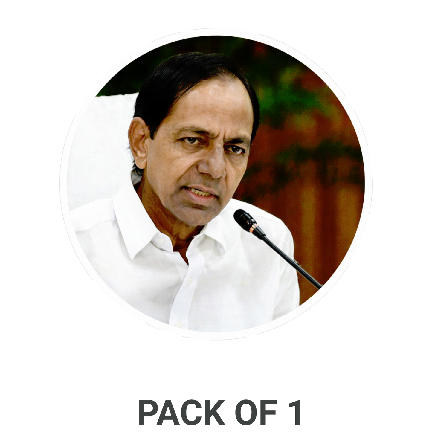 Smeeps K. Chandrashekar Rao Portrait Round Sticker – 10.16 cm (4 Inch) Car & Bike Vinyl Decal | Waterproof UV Resistant Political Design