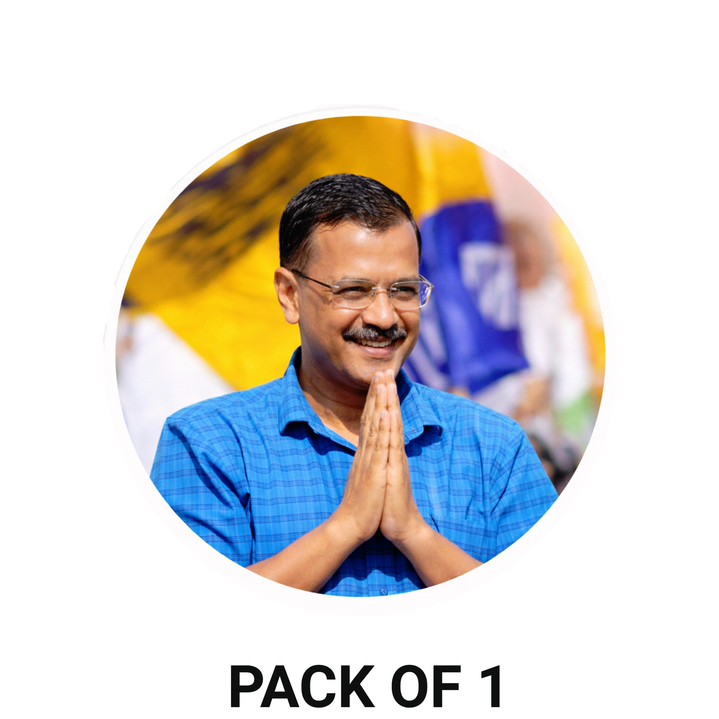 Smeeps Arvind Kejriwal Portrait Round Sticker – 10.16 cm (4 Inch) Car & Bike Vinyl Decal | Waterproof UV Resistant Political Sticker