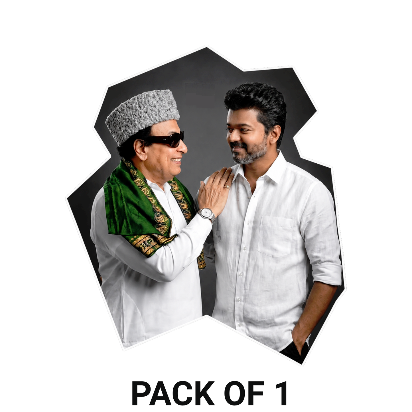 Thalapathy Vijay & Kalaignar Inspired Die-Cut Sticker – 10.67 × 9.15 cm (4.2 × 3.6 Inch) Waterproof UV Resistant Vinyl Car & Bike Sticker for Car, Helmet, Laptop & Rear Glass | Premium Tamil Political Fan Art Decal Pack of 1