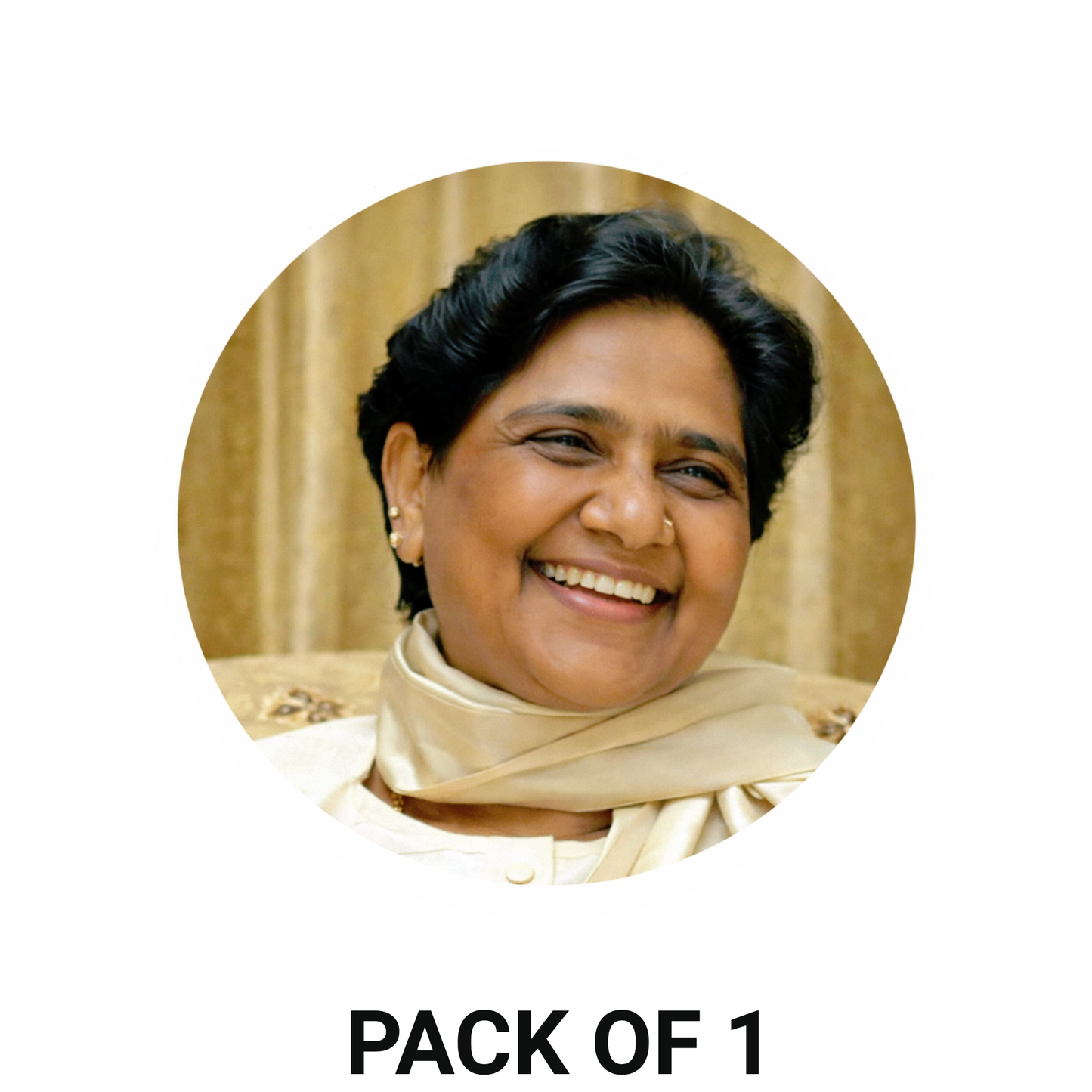 Smeeps Mayawati Portrait Sticker – 10.16 cm (4 Inch) Round Car & Bike Vinyl Decal | Waterproof UV Resistant Political Design