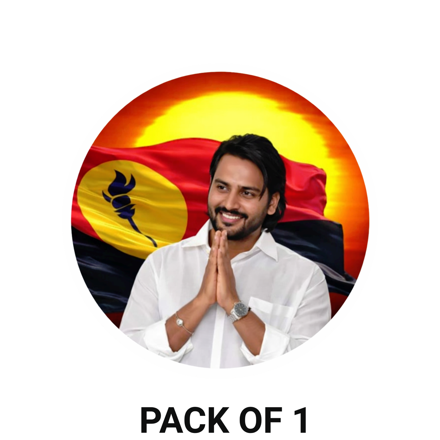 Smeeps Vijaya Prabhakaran Portrait Round Sticker – 10.16 cm (4 Inch) Car & Bike Vinyl Decal | Waterproof UV Resistant Political Sticker