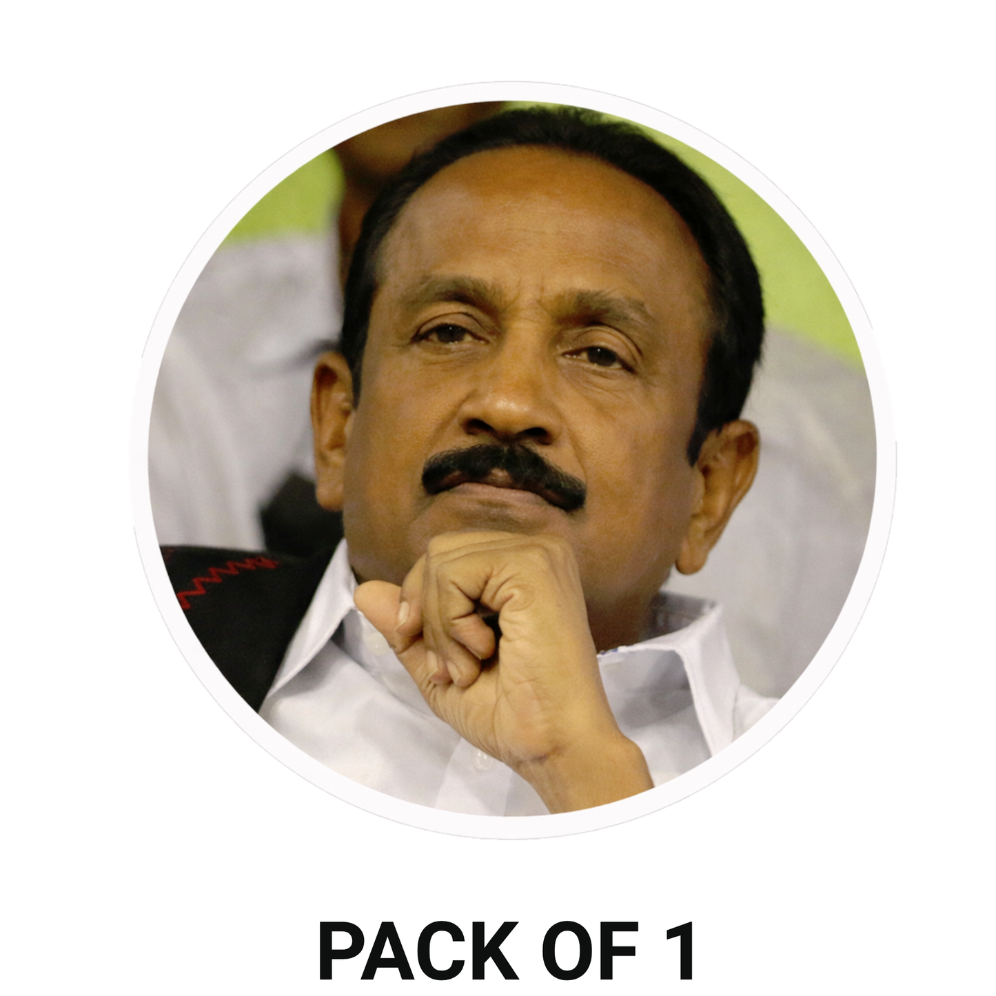 Smeeps Vaiko Portrait Round Sticker – 10.16 cm (4 Inch) Car & Bike Vinyl Decal | Waterproof UV Resistant Political Sticker