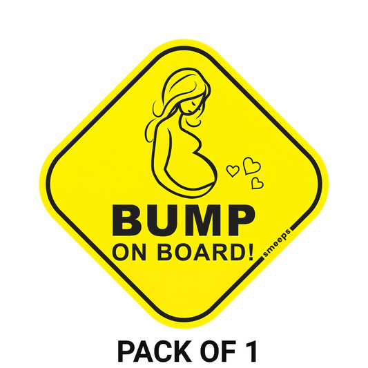 Smeeps “Bump On Board!” Car Sticker – 15.24 cm Diamond-Shaped Maternity Safety Sign | Yellow & Black Vinyl Decal for Pregnant Moms