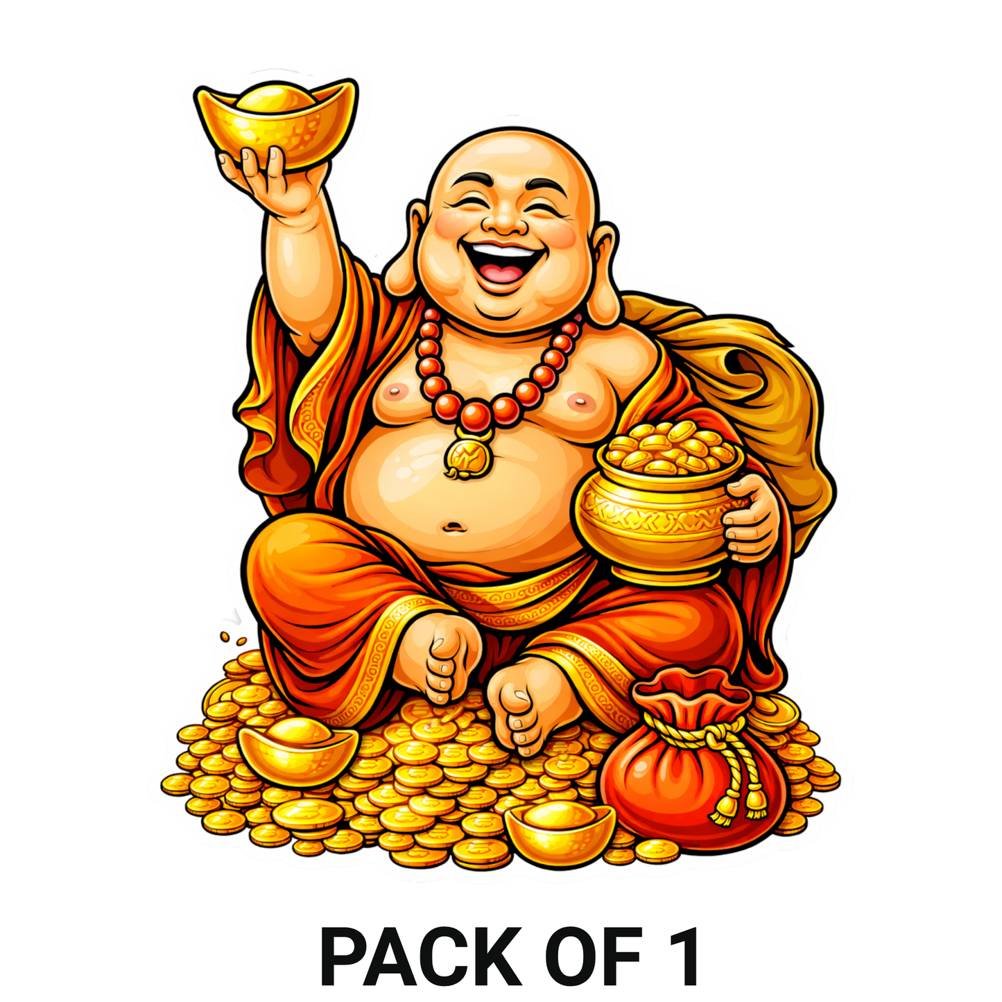 Smeeps Lord Kubera Wealth God Sticker – 11.43 × 10.16 cm (4.5 × 4 Inch) Feng Shui Prosperity Vinyl Decal for Car & Bike | Waterproof UV Resistant Religious Sticker