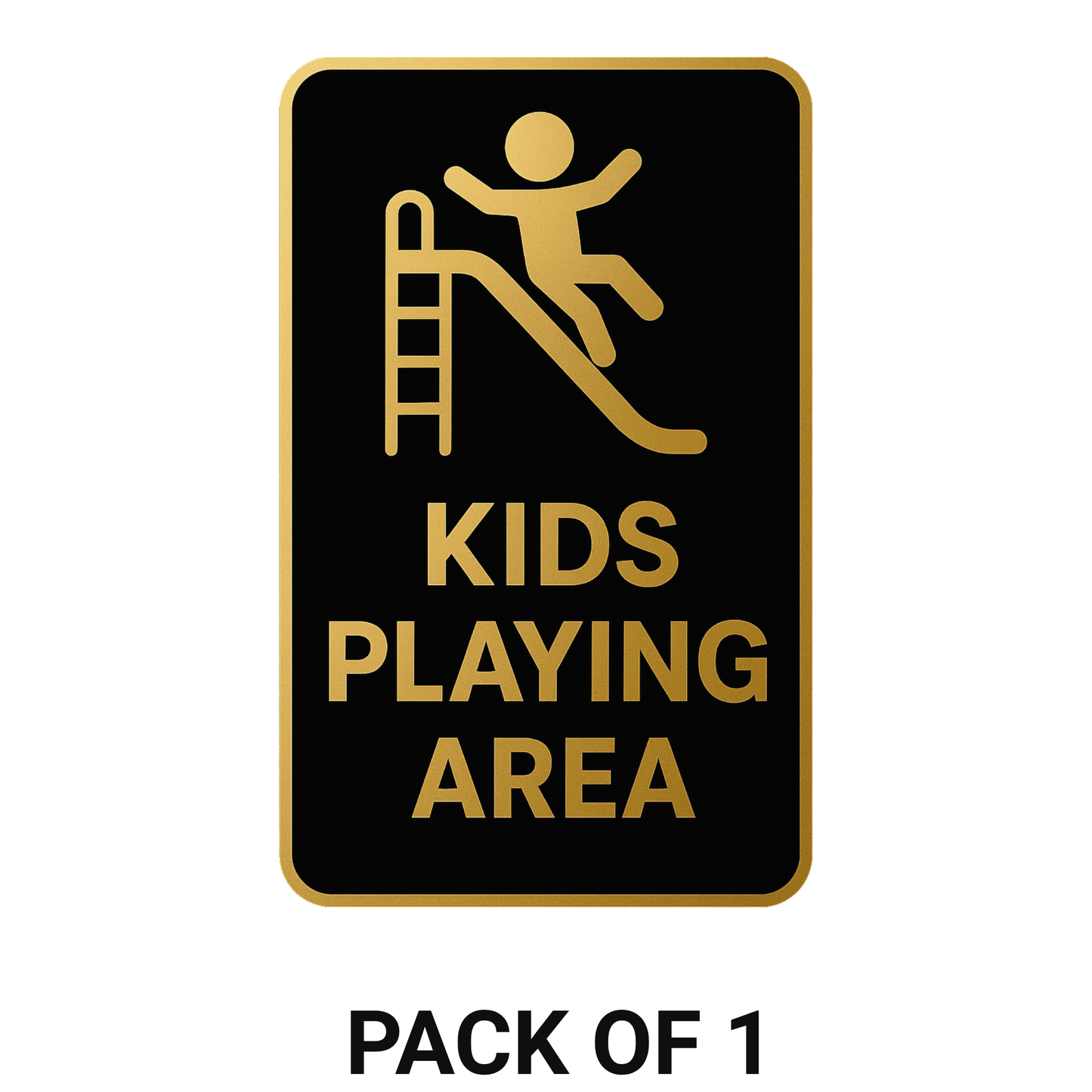 Smeeps Kids Playing Area Sticker – 9.40 x 15.24 cm Gold & Black Safety Sign | Waterproof, Durable & High-Visibility Vinyl