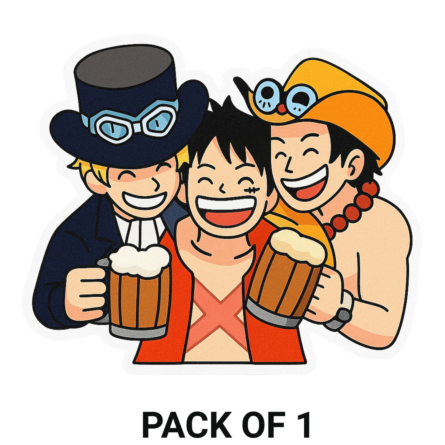 Smeeps One Piece Brothers Sticker – Luffy, Ace & Sabo Chibi Design | 10.16 x 8.64 cm Car & Bike Vinyl Decal | Waterproof & UV-Proof Anime Sticker