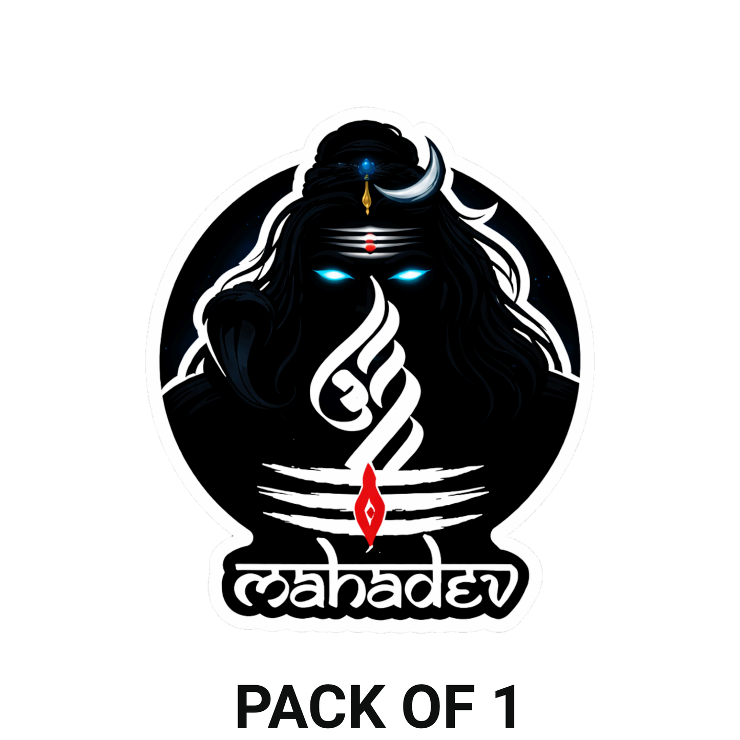 Smeeps Mahadev Vinyl Sticker – 9.66 × 11.43 cm (3.8 × 4.5 Inch) Premium Waterproof Shiva Decal | Dark Mahakal Trishul Design | UV Resistant Wash Proof | Pack of 1