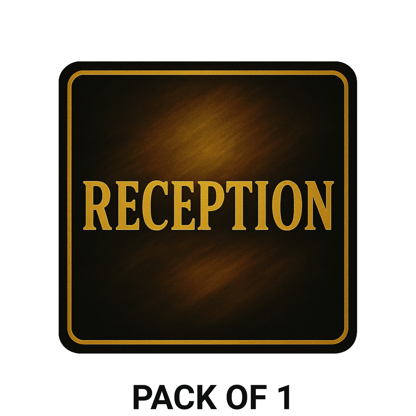 Smeeps Reception Sticker – 15.50 x 15.24 cm Square Vinyl Office Sign | Classic Gold Lettering on Black | Waterproof & Durable Door Label