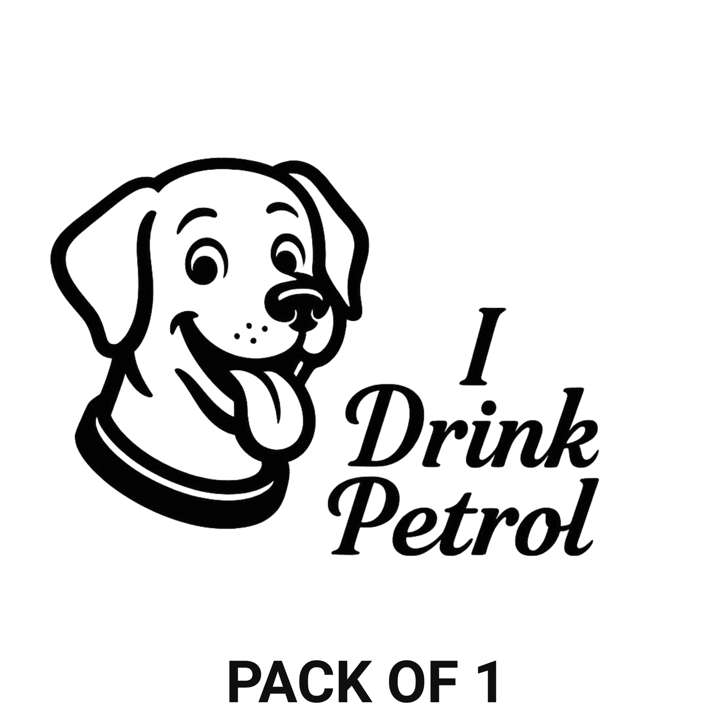 Smeeps I Drink Petrol Dog Sticker – 10.16 x 7.62 cm Fuel Lid Decal | Cute Pet Design | Waterproof & UV-Resistant Vinyl for Cars & Bikes