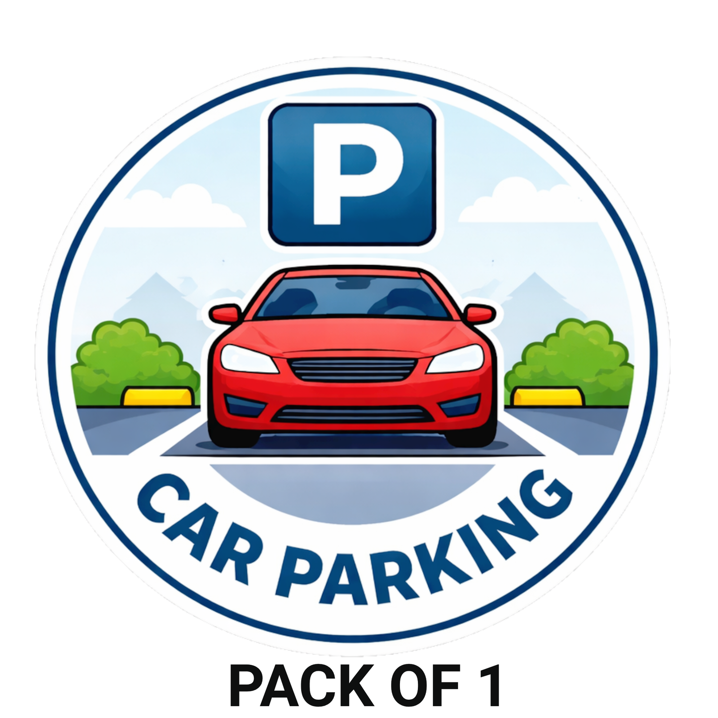 Smeeps Car Parking Sticker – 15.24 × 14.22 cm (6 × 5.6 Inch) Premium Vinyl Decal | Round Car Parking Sign with “P” Symbol | Waterproof UV Resistant Wash Proof | Pack of 1