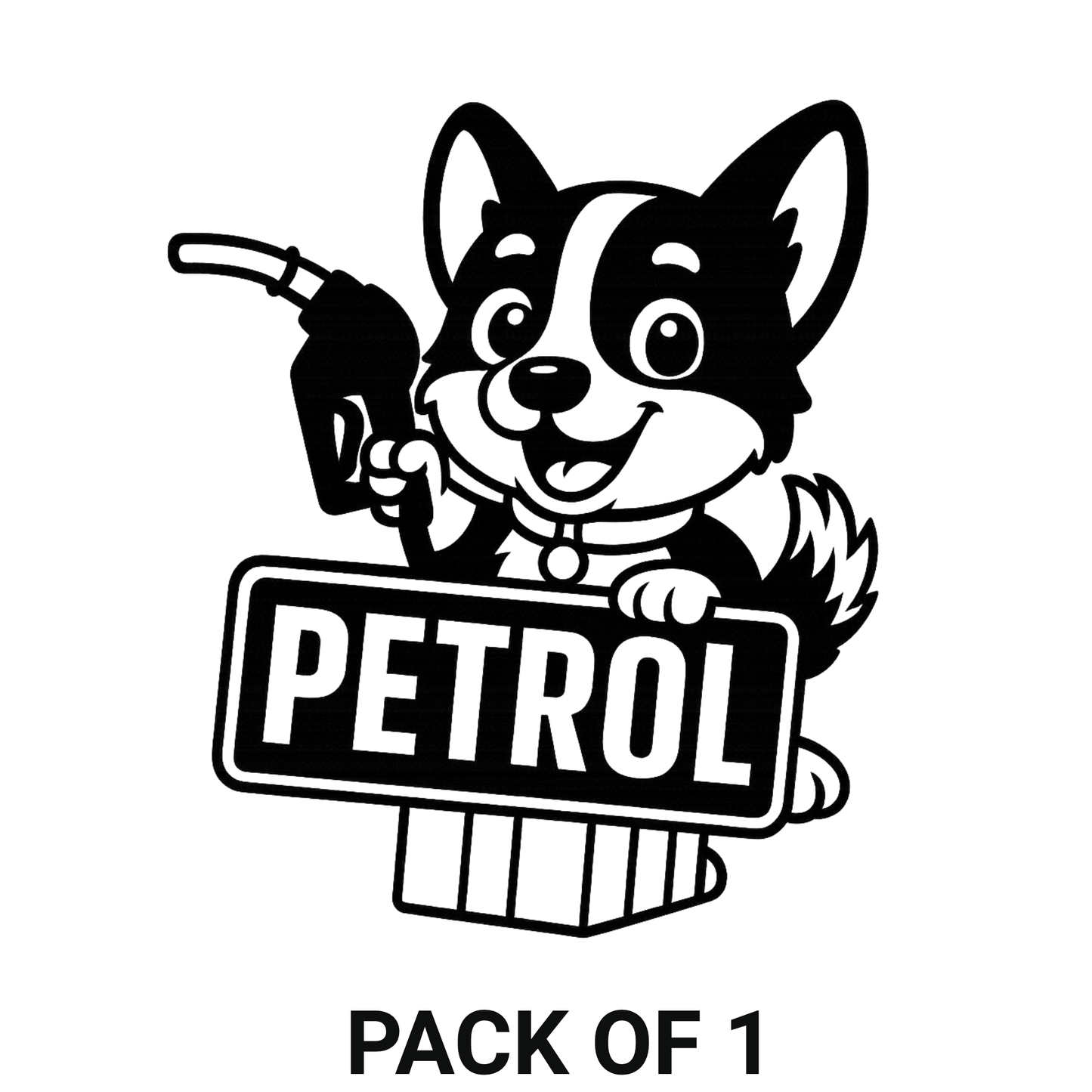 Smeeps Cute Dog Petrol Sticker – 10.16 x 8.64 cm Fuel Cap Vinyl Decal | Car & Bike Petrol Only Indicator | Waterproof & Durable