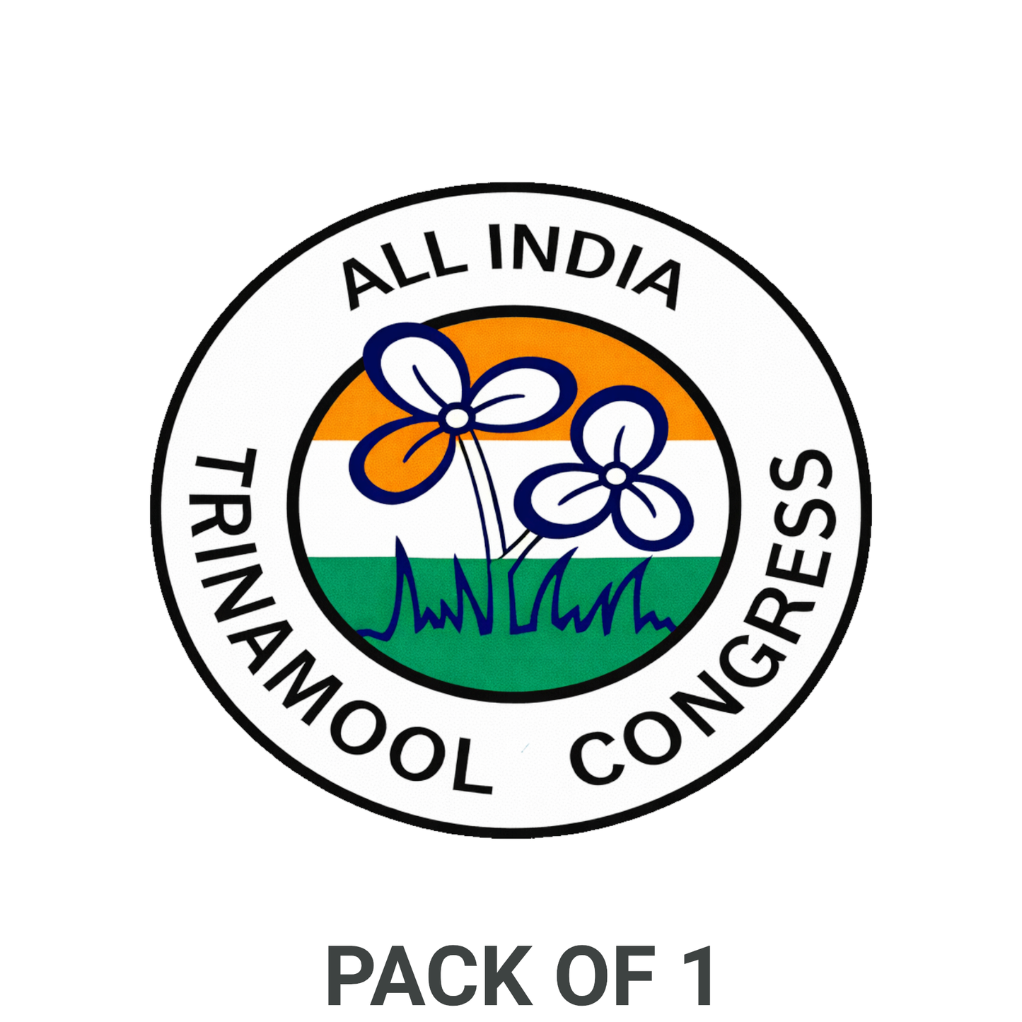 Smeeps All India Trinamool Congress Logo Round Sticker – 10.16 cm / 4 Inch Car & Bike Vinyl Decal | AITC Party Emblem | Waterproof & UV Resistant
