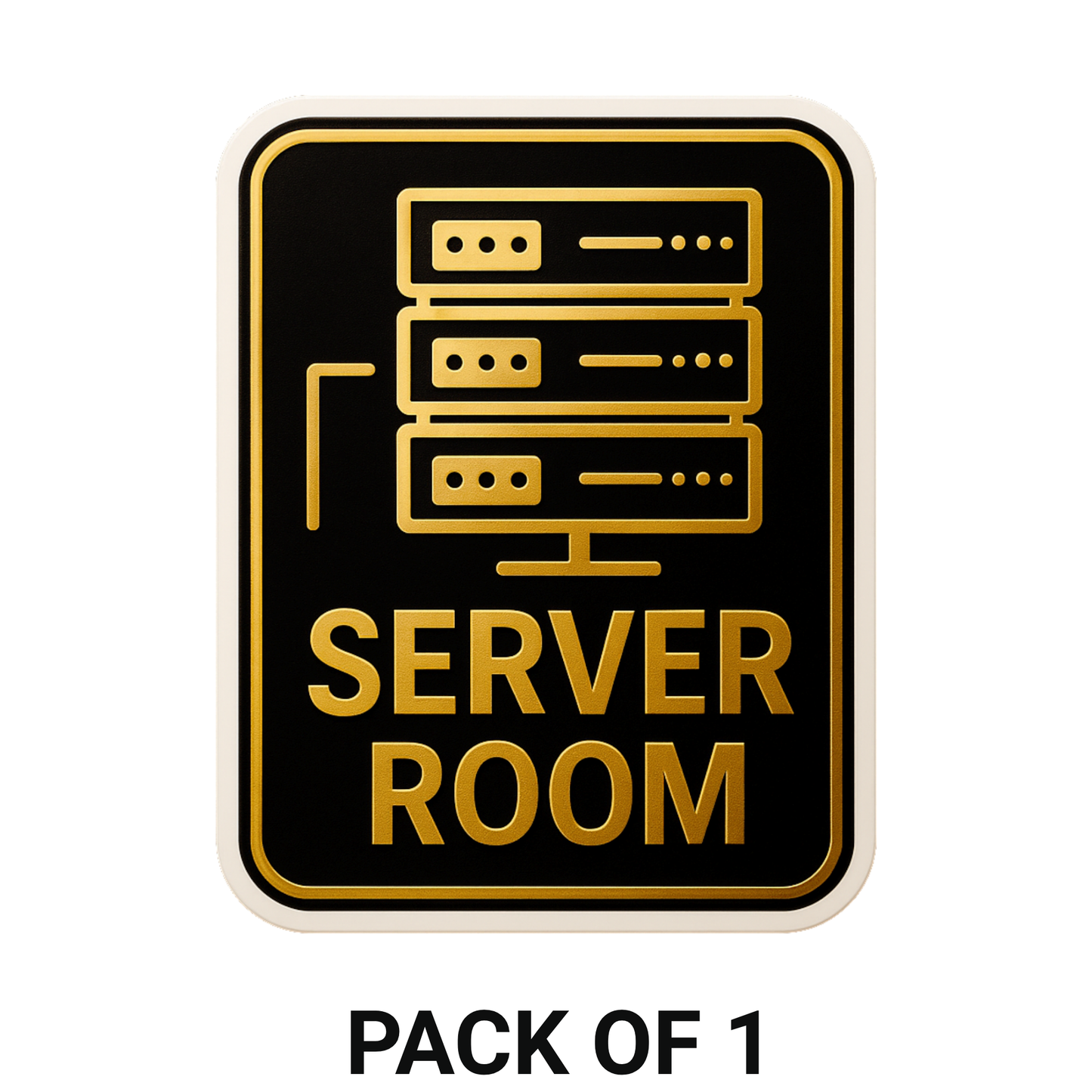Smeeps Server Room Sticker – 11.94 x 15.24 cm Gold & Black Sign | Waterproof, Durable Vinyl for IT Offices, Data Centers & Network Rooms