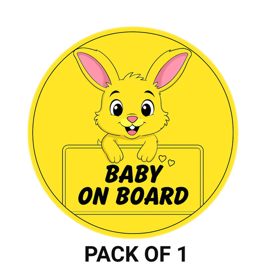 Smeeps Baby on Board Sticker – 15.24 cm Round | Cute Yellow Bunny Design | High-Visibility Safety Sign for Car Windows