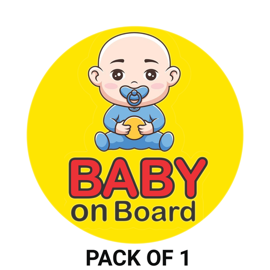 Smeeps Baby on Board Sticker – 15.24 cm Round | Cute Bald Baby with Pacifier & Ball | Waterproof Vinyl Car Safety Sign
