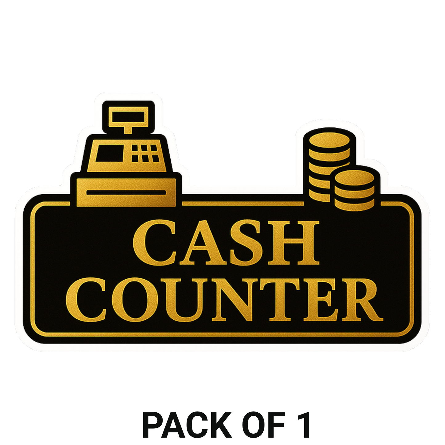 Smeeps Cash Counter Sticker – 24.39 x 15.24 cm Premium Gold & Black Vinyl Sign | Waterproof, Durable & Easy Peel Application