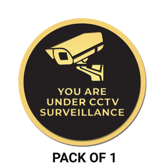 Smeeps “You Are Under CCTV Surveillance” Warning Stickers – 15 cm Round Gold-on-Black Vinyl Signage | Waterproof, Bold & Professional