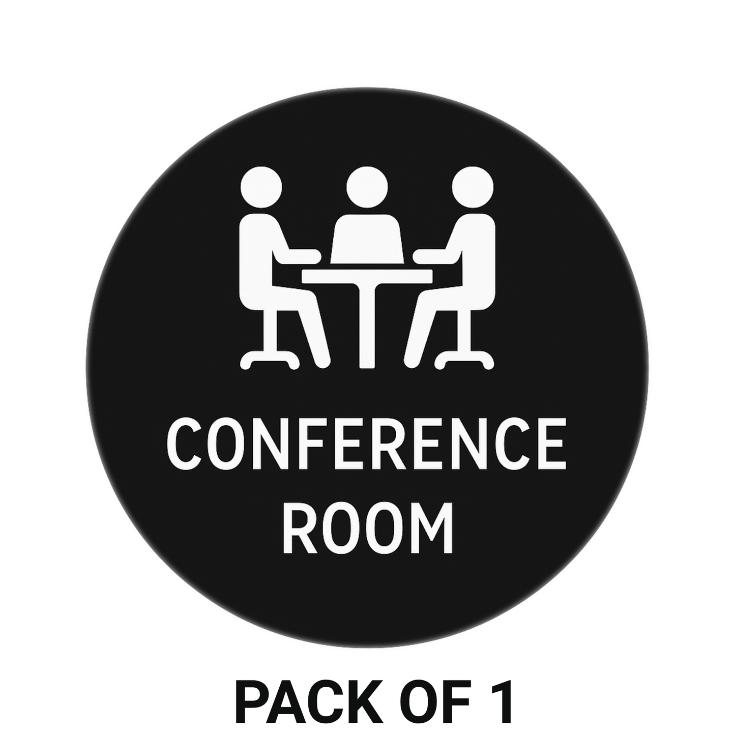 Smeeps “Conference Room” Door Sign Stickers – 15.24 cm Round Office Label | Professional Black & White Design | Waterproof & Easy to Apply