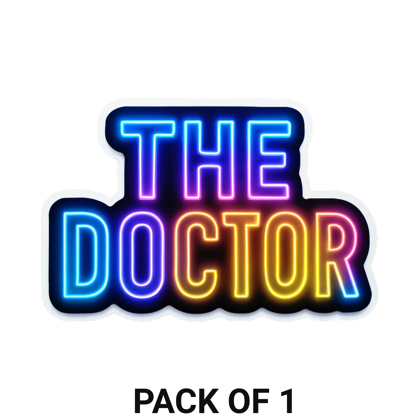Smeeps THE DOCTOR Car Sticker – 11.43 x 7.62 cm Neon Glow Text Decal | Waterproof, UV-Resistant & Durable Vinyl for Cars, Bikes