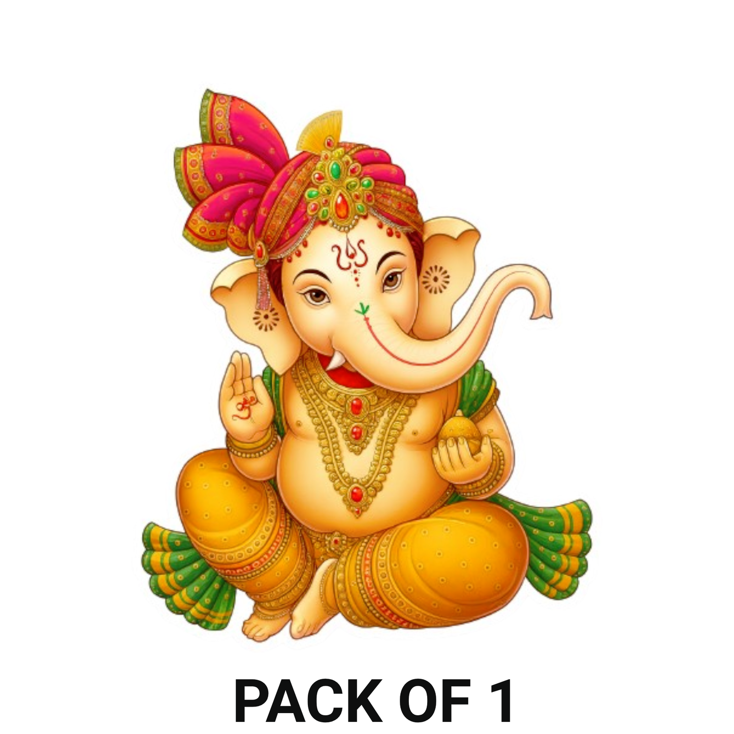 Smeeps Lord Ganesha Sticker – 11.43 x 9.15 cm Royal Vinayagar Sitting Pose Decal | Divine Spiritual Design | Waterproof & UV-Resistant Vinyl for Cars, Bikes & Home