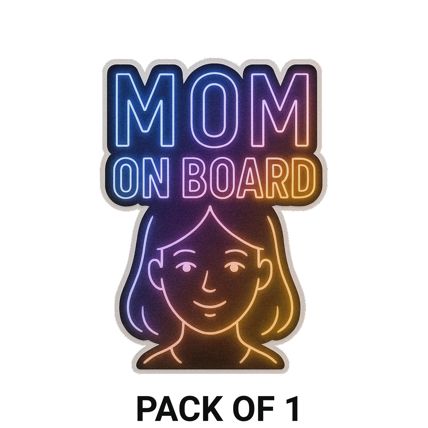 Smeeps “Mom on Board” Neon Sticker – 12.2 x 8.89 cm Waterproof Vinyl Decal | Car Rear Glass Safety Sticker | UV Resistant & Wash-Proof Neon Glow Design