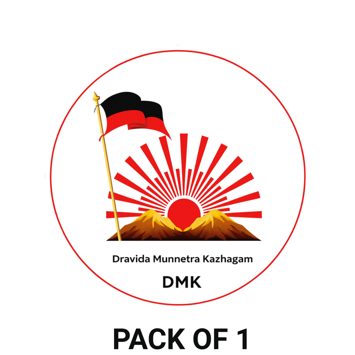 Smeeps DMK Logo Sticker – 10.16 cm Round Vinyl Decal | Dravida Munnetra Kazhagam Emblem | Waterproof & UV Resistant Car/Bike Sticker